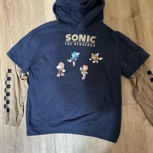 Kids Hoodie - Blue and Tan